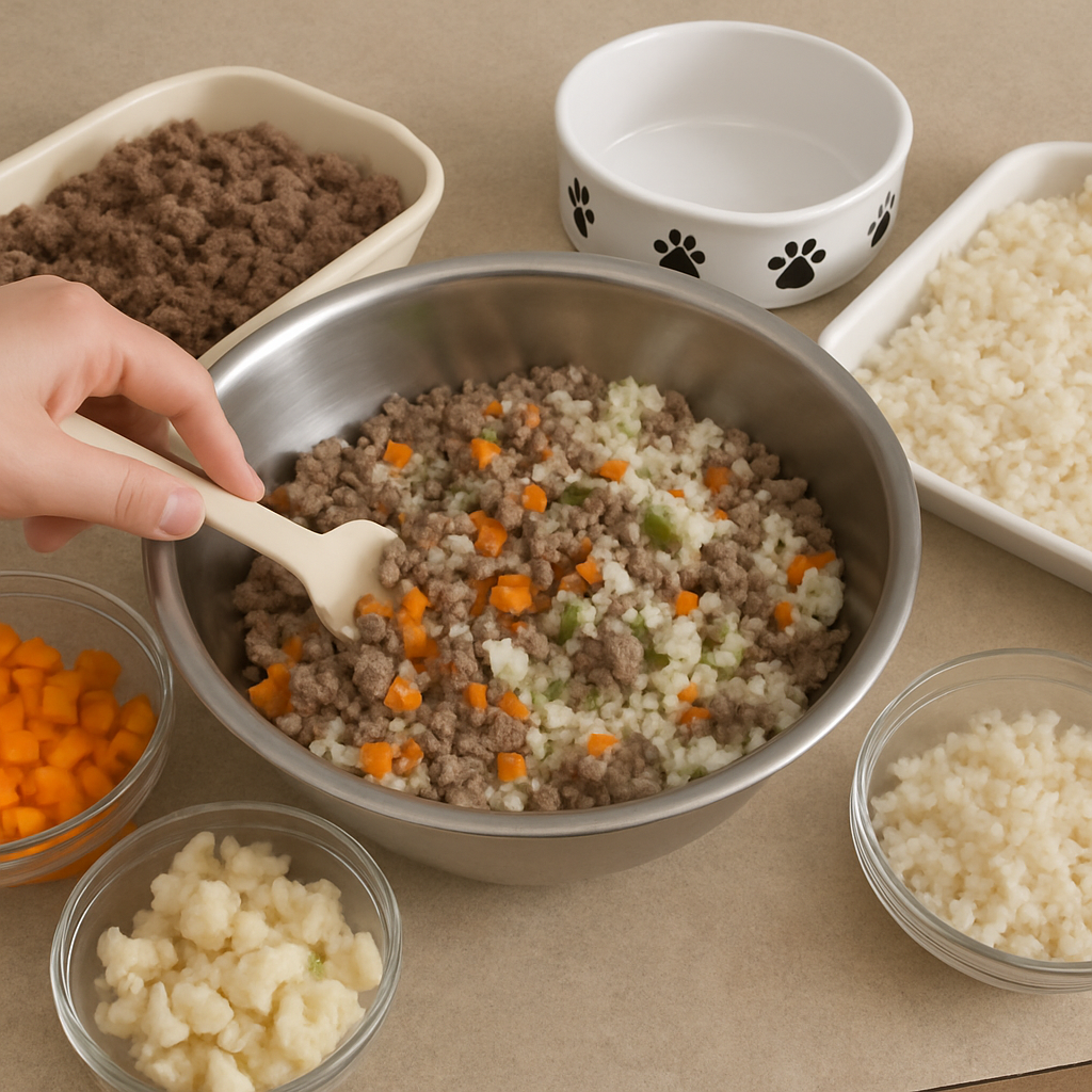 Homemade dog food preparation